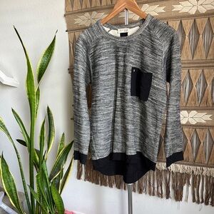 Gray and Black Sweater with Pocket